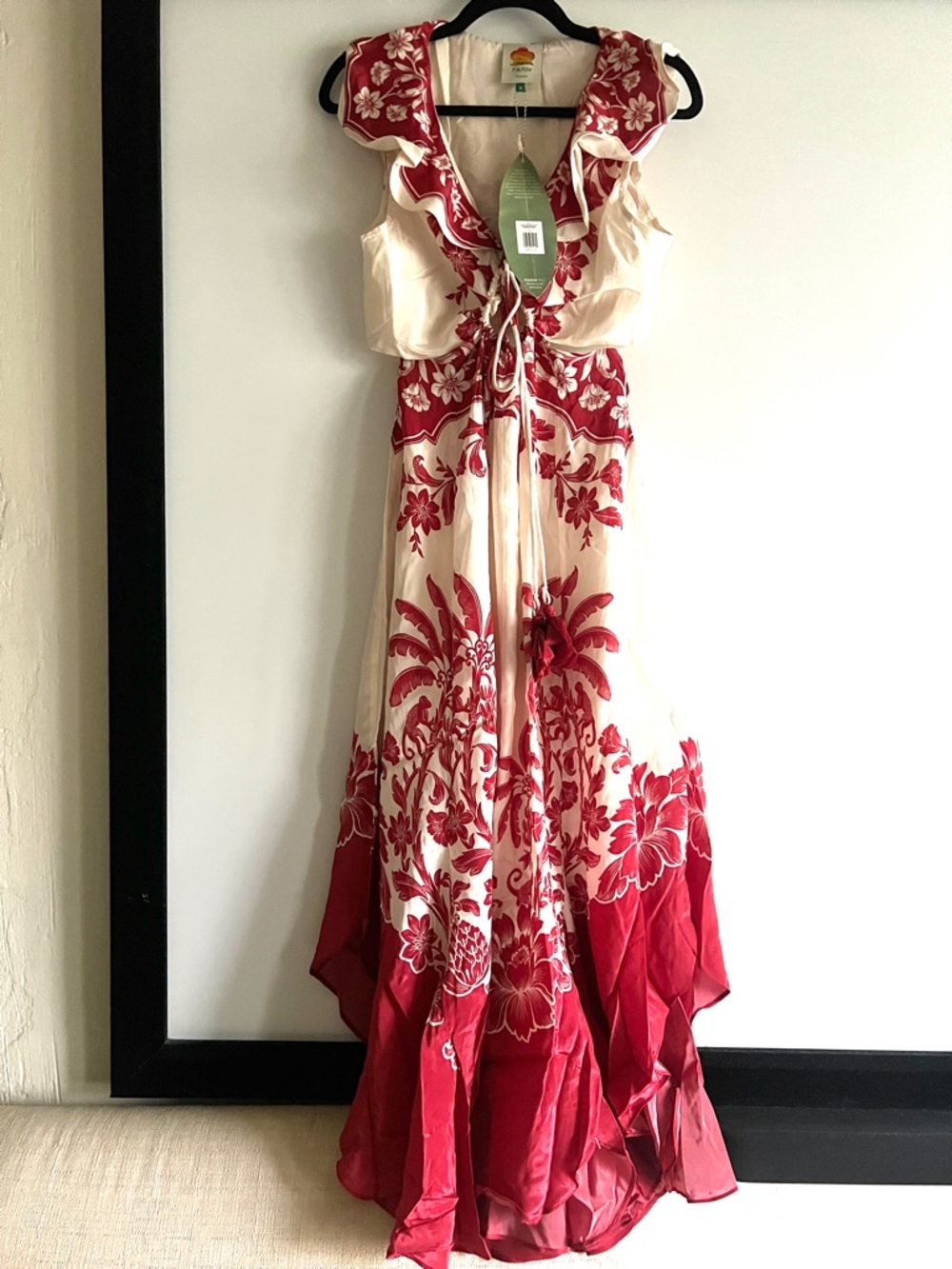 FARM Rio Sand Guanacaste Cut-Out Waist Sleeveless Midi Dress Medium NWT $348 - Picture 7 of 10
